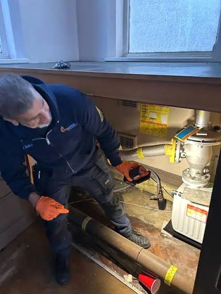 Abdul of GasMaster carrying out gas work on a job in Stoke-on-Trent